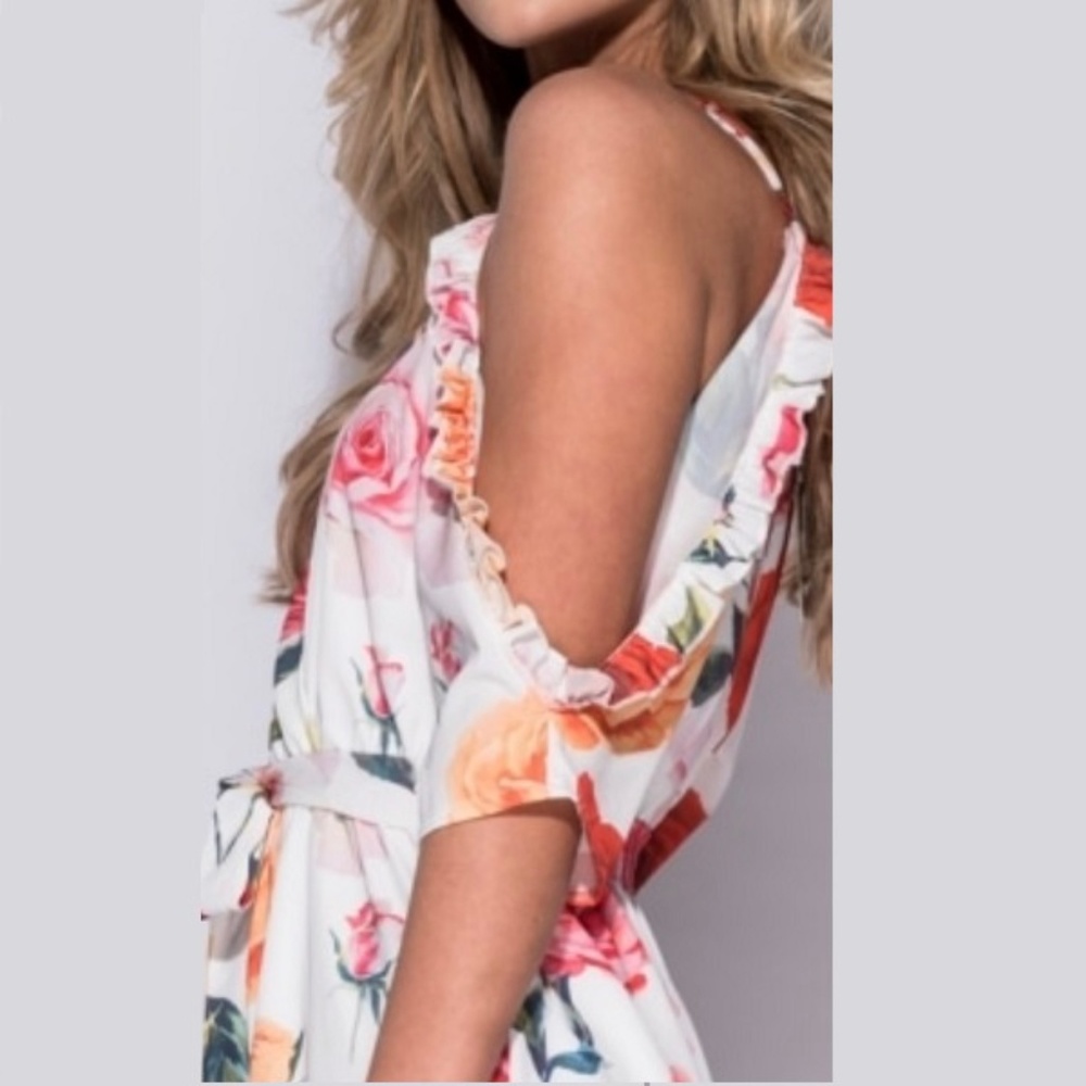 COLD SHOULDER FLORAL ROMPER - Picture 3 of 4